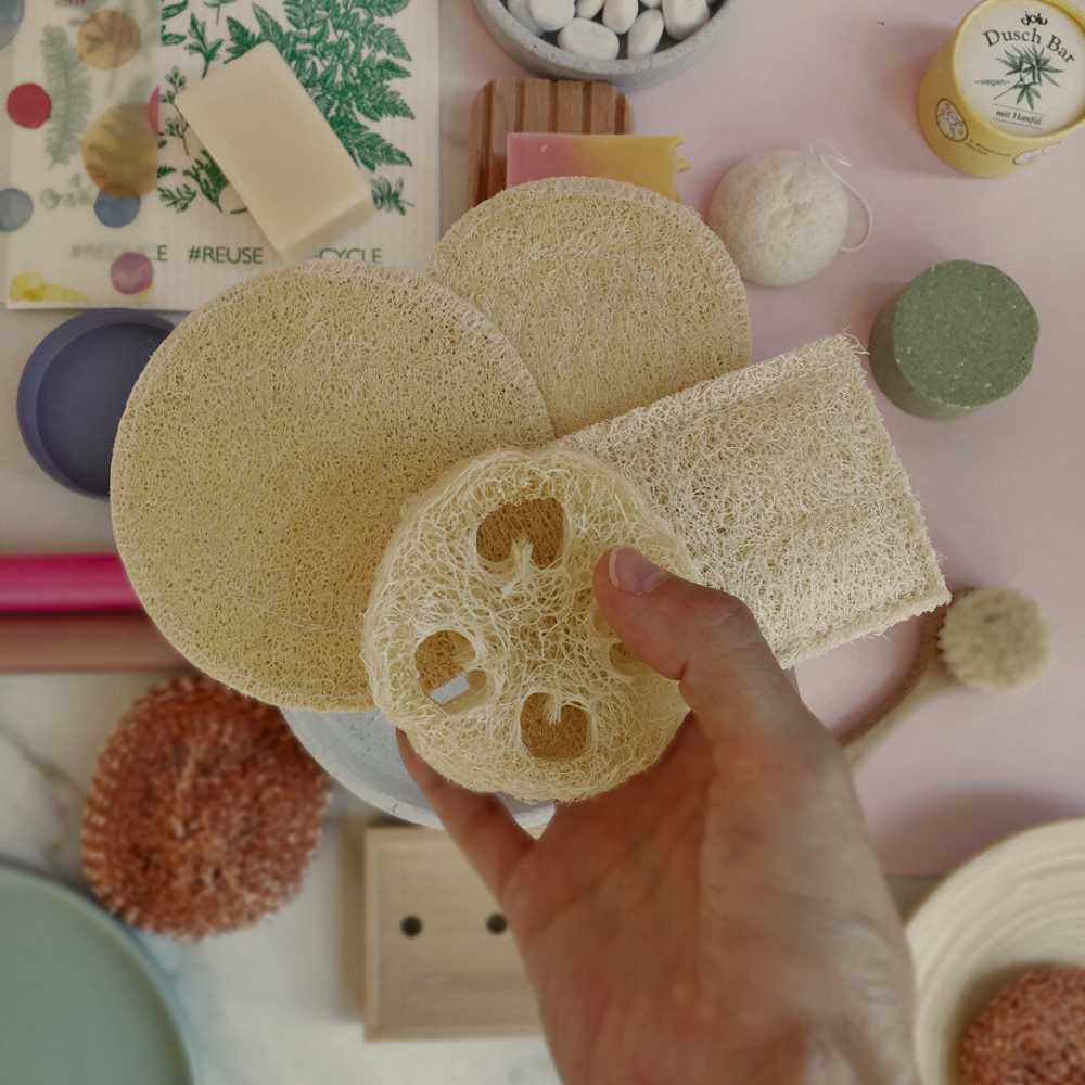 luffaschwamm reinigen küche seifenablage