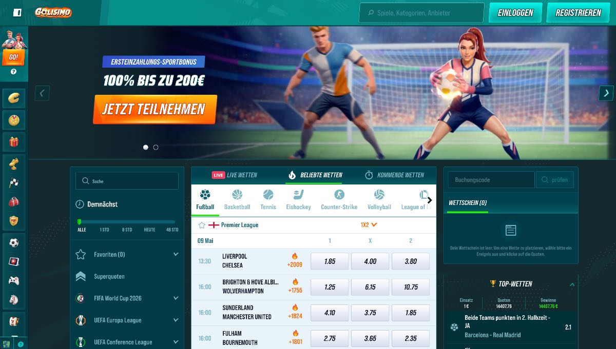 Golisimo setzt auf langfristige Motivation und bietet als Wettanbieter ohne OASIS ein durchdachtes Vier-Stufen-Bonusmodell an, das Sportwetten-Fans über einen längeren Förderverlauf hinweg kontinuierlich belohnt.