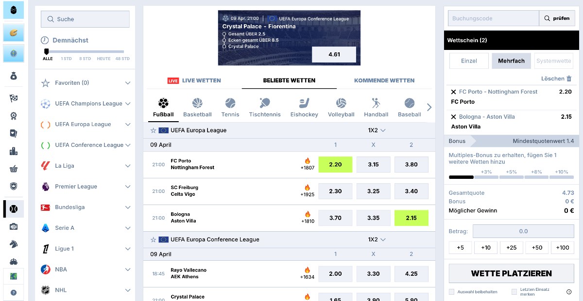 Zoccer Wettquoten im Angebot